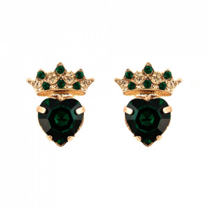 Cercei placati cu Aur roz de 24K, cu cristale Swarovski, Emerald | 1543-205205RG2-Verde-6134