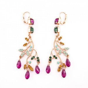 Cercei placati cu Aur roz de 24K, cu cristale Swarovski, Happy Days | 1155/1-1007RG6-Multicolor-5324