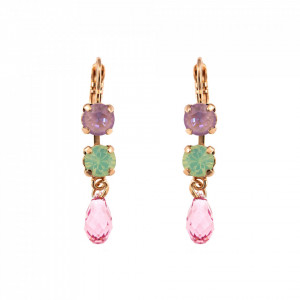 Cercei placati cu Aur roz de 24K, cu cristale Swarovski, Lavender | 1008/2-1910RG6-Multicolor-1304