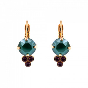 Cercei placati cu Aur roz de 24K, cu cristale Swarovski, Luck | 1010-1033RG6-Verde/Fuchsia-9154