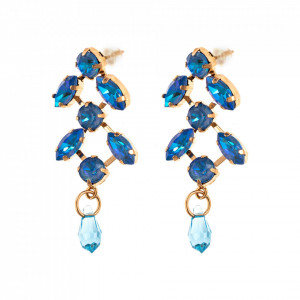 Cercei placati cu Aur roz de 24K, cu cristale Swarovski, Ocean DeLite | 1105-143143RG2-Albastru-2164