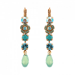 Cercei placati cu Aur roz de 24K, cu cristale Swarovski, Sapphire Sky | 1504/1-2677RG6-Turquoise-9184