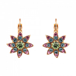 Cercei placati cu Aur roz de 24K, cu cristale Swarovski, Spring Flowers | 1227-2141RG6-Multicolor-5584