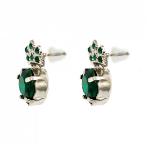 Cercei placati cu rodiu, cu cristale Swarovski, Emerald | 1543-205205RO2-Verde-6494