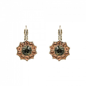 Cercei placati cu rodiu, cu cristale Swarovski, Earl Grey | 1157-1132RO6-Gri/Bej-9004