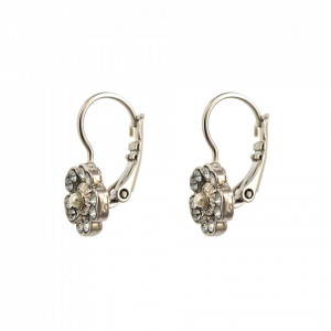 Cercei placati cu rodiu, cu cristale Swarovski, Earl Grey | 1504/2-1132RO6-Alb/Gri, Gri/Bej-9014