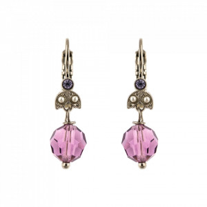 Cercei placati cu rodiu, cu cristale Swarovski, Romance | 1086/3-139-10RO6-Multicolor-1784