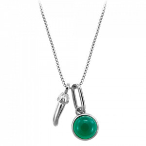 Colier placat cu argint Lucky Chili Pepper si piatra semipretioasa Green Agate (Agat Verde)