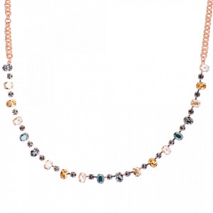 Colier placat cu Aur roz de 24K, cu cristale Swarovski, Earl Grey | 3508/3-1132RG-Gri/Bej-8644