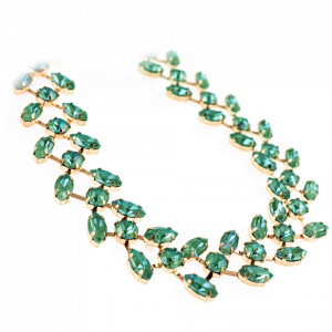 Colier placat cu Aur roz de 24K, cu cristale Swarovski, Silky Sage DeLite | 3128/3-169169RG-Verde-6504