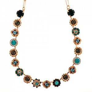 Colier placat cu Aur roz de 24K cu cristale Swarovski, Nightfall | 3123-1114RG-Albastru-6324