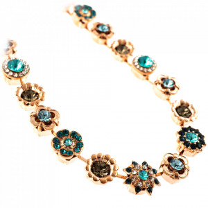 Colier placat cu Aur roz de 24K cu cristale Swarovski, Nightfall | 3123-1114RG-Albastru-6744
