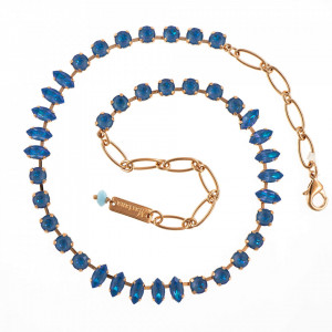 Colier placat cu Aur roz de 24K, cu cristale Swarovski, Ocean DeLite | 3633-143143RG-Albastru-6764