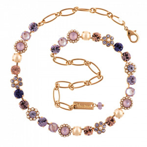 Colier placat cu Aur roz de 24K, cu cristale Swarovski, Romance | 3173/4-139-10RG-Multicolor-6544