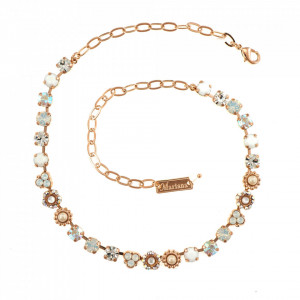 Colier placat cu Aur roz de 24K, cu cristale Swarovski, Seashell | 3028/1-M1201RG-Alb-6654