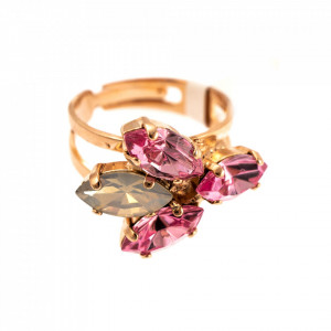 Inel placat cu Aur roz de 24K, cu cristale Swarovski, Antigua | 7238/5-223-1RG-Roz-7524