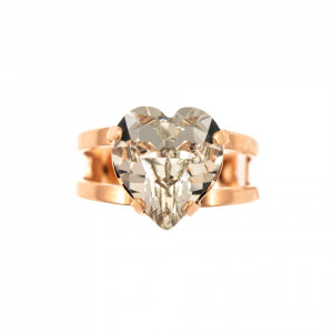 Inel placat cu Aur roz de 24K, cu cristale Swarovski, Aura | 7100/2-001RG-Transparent-8194