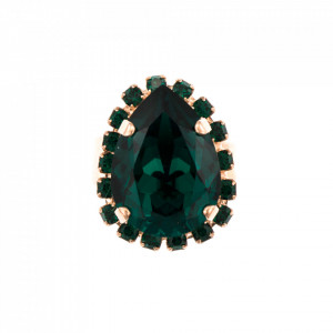 Inel placat cu Aur roz de 24K, cu cristale Swarovski, Emerald | 7098-205205RG-Verde-8154