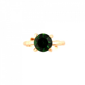 Inel placat cu Aur roz de 24K, cu cristale Swarovski, Emerald | 7606-205RG-Verde-8084