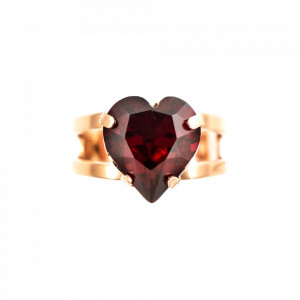 Inel placat cu Aur roz de 24K, cu cristale Swarovski, Lady in Red | 7100/2-208RG-Rosu-8204