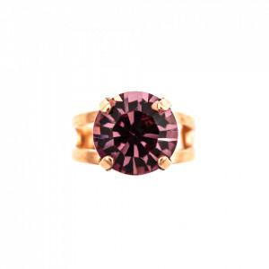 Inel placat cu Aur roz de 24K, cu cristale Swarovski, Lavender | 7048-212RG-Multicolor-7944