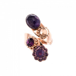 Inel placat cu Aur roz de 24K, cu cristale Swarovski, Bohemian Rhapsody | 7519-M1072RG-Mov-7654