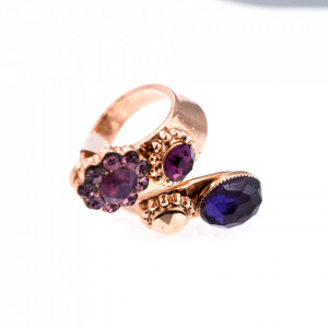 Inel placat cu Aur roz de 24K, cu cristale Swarovski, Bohemian Rhapsody | 7519-M1072RG-Mov-8054