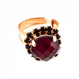 Inel placat cu Aur roz de 24K, cu cristale Swarovski, FireFly | 7137/1-2140RG-Rosu-7674