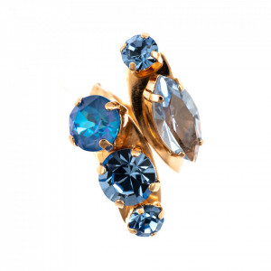 Inel placat cu Aur roz de 24K, cu cristale Swarovski, Ocean DeLite | 7515-211143RG-Albastru-7644