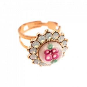 Inel placat cu Aur roz de 24K, cu cristale Swarovski, Seashell | 7023-234016RG-Alb-7044