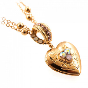 Pandantiv cu lant placat cu Aur roz de 24K, cu cristale Swarovski, Aura | 5003/2-1112RG-Multicolor-6774