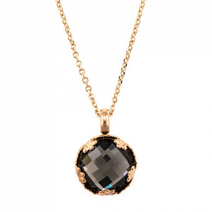 Pandantiv cu lant placat cu Aur roz de 24K, cu cristale Swarovski, Black Diamond | 5323/2-215ARG-Gri-6884