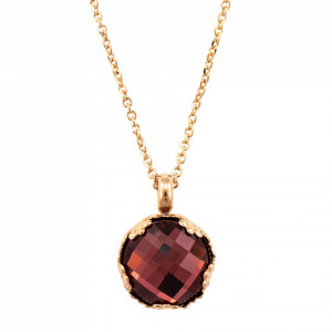 Pandantiv cu lant placat cu Aur roz de 24K, cu cristale Swarovski, Lady In Red | 5323/2-515ARG-Rosu-6894