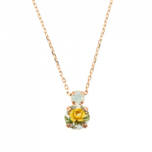 Pandantiv cu lant placat cu Aur roz de 24K, cu cristale originale, Yellow Brick Road | 5062/1-203RG