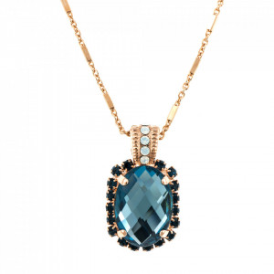 Pandantiv cu lant placat cu Aur roz de 24K, cu cristale originale, Nightfall | 5522/5-1069RG