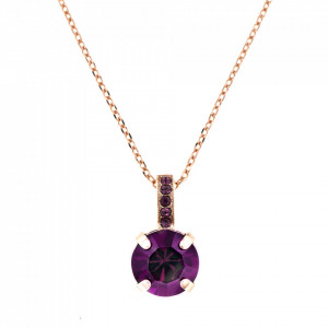 Pandantiv cu lant placat cu Aur roz de 24K, cu cristale Swarovski, February Lucky Birthstone | 5056-204204RG-Mov-6354