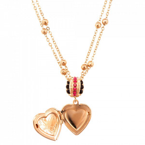 Pandantiv cu lant placat cu Aur roz de 24K, cu cristale Swarovski, FireFly | 5003/2-2140RG-Rosu-6784
