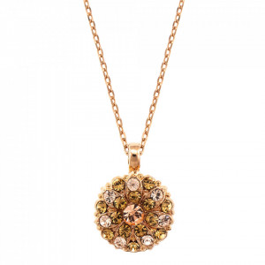 Pandantiv cu lant placat cu Aur roz de 24K, cu cristale Swarovski, Guardian Angel | 5212-39132RG-Bej-6834