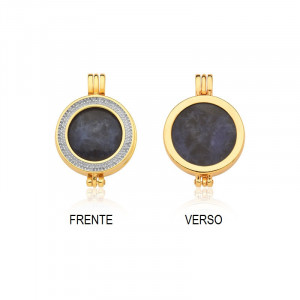 Pandantiv Magic Pendant - White Rhodium, placat cu aur si rodiu, Secret Stone Collection, cu pietre semipretioase interschimbabile-Auriu, Argintiu/Auriu-8584