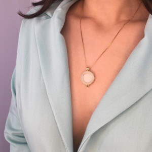 Pandantiv Magic Pendant - White Rhodium, placat cu aur si rodiu, Secret Stone Collection, cu pietre semipretioase interschimbabile-Auriu, Argintiu/Auriu-8624