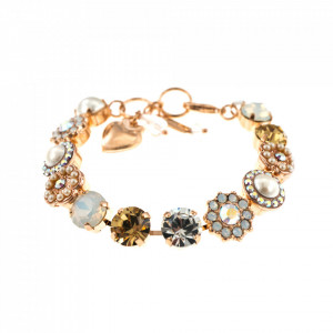 Bratara placata cu Aur roz de 24K, cu cristale Swarovski, Crystal Pearl's | 4045/1-801RG-Multicolor-1225