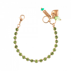 Bratara placata cu Aur roz de 24K, cu cristale Swarovski, August Lucky Birthstone | 4000-214214RG-Verde-945