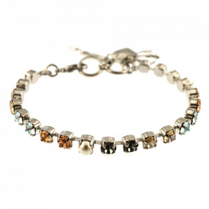 Bratara placata cu rodiu, cu cristale Swarovski, Earl Grey | 4000-1132RO-Gri/Bej-9005