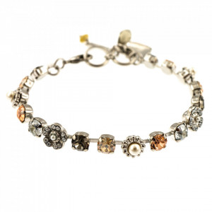 Bratara placata cu rodiu, cu cristale Swarovski, Earl Grey | 4504-1132RO-Gri/Bej-9015