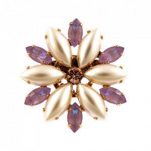 Brosa placata cu Aur roz de 24K, cu cristale Swarovski, Romance | 2530-139-10RG-Multicolor-1245