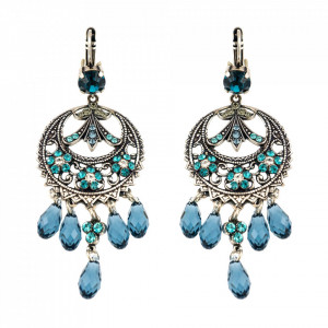 Cercei placati cu Argint 925, cu cristale Swarovski, Nightfall | 1043/1-1114SP6-Albastru-1515