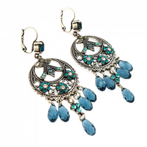 Cercei placati cu Argint 925, cu cristale Swarovski, Nightfall | 1043/1-1114SP6-Albastru-1775