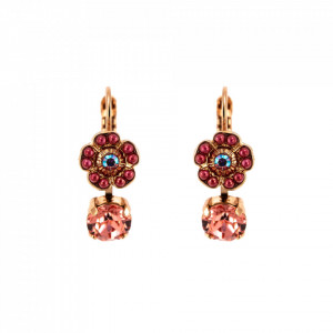 Cercei placati cu Aur roz de 24K, cu cristale originale, Antigua | 1211-223-1RG6
