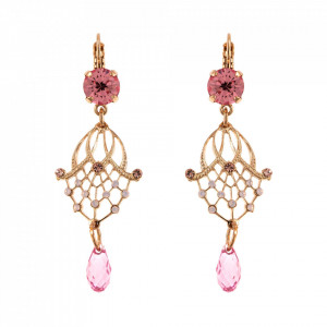 Cercei placati cu Aur roz de 24K, cu cristale originale, Antigua | 1213-223-1RG6