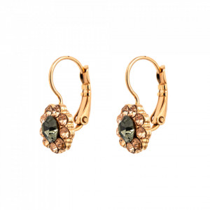Cercei placati cu Aur roz de 24K, cu cristale Swarovski, Earl Grey | 1379-1132RG6-Gri/Bej-9085
